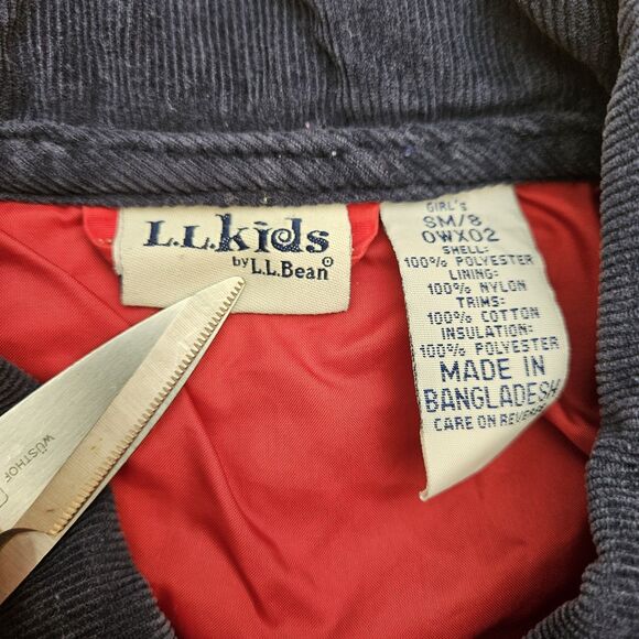 Vintage Girls Quilted LL Bean Jacket Size 8 Chore Barn Outdoors Corduroy Trim - Picture 4 of 9